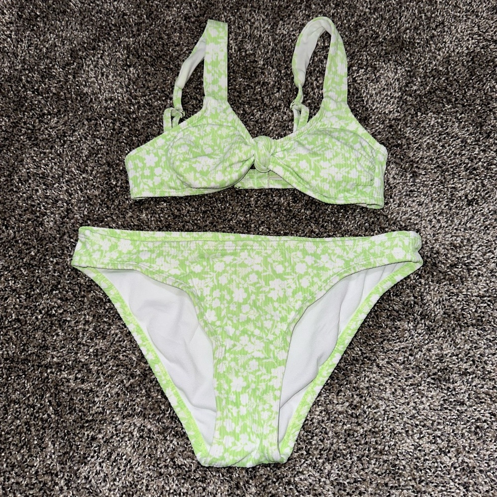 Xhilaration Light Green Floral Bikini Set